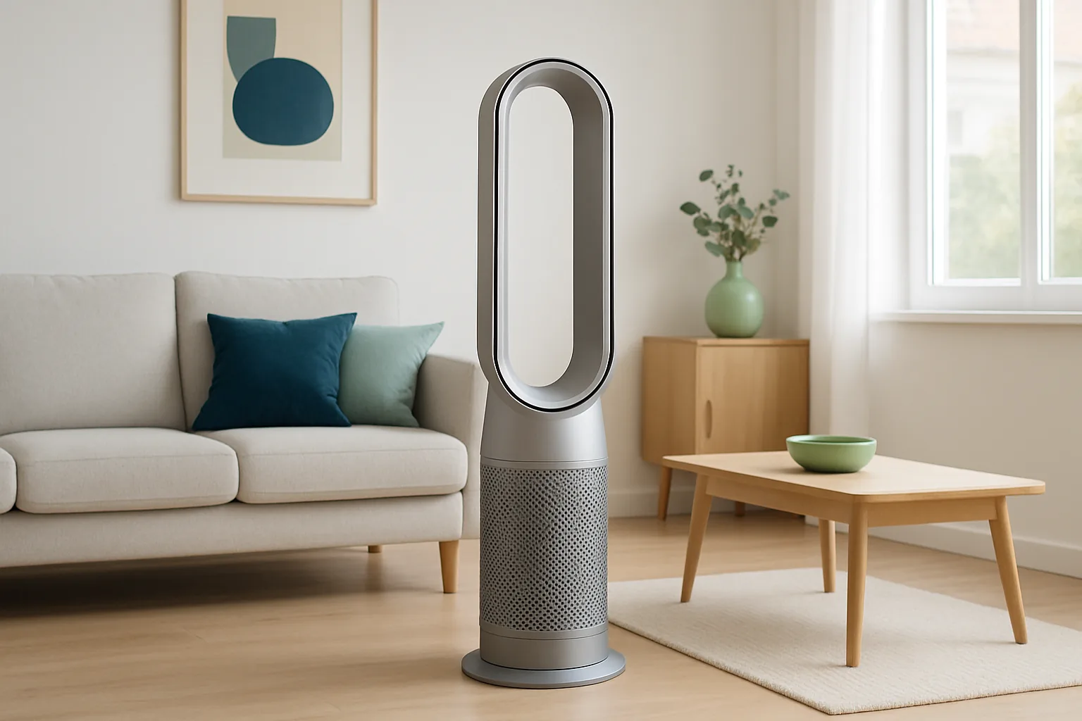 Luftreiniger-Kombigerät in einem modernen Wohnzimmer
